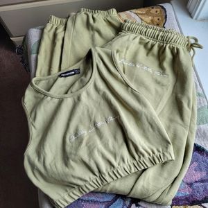 PrettyLittleThing green two piece set